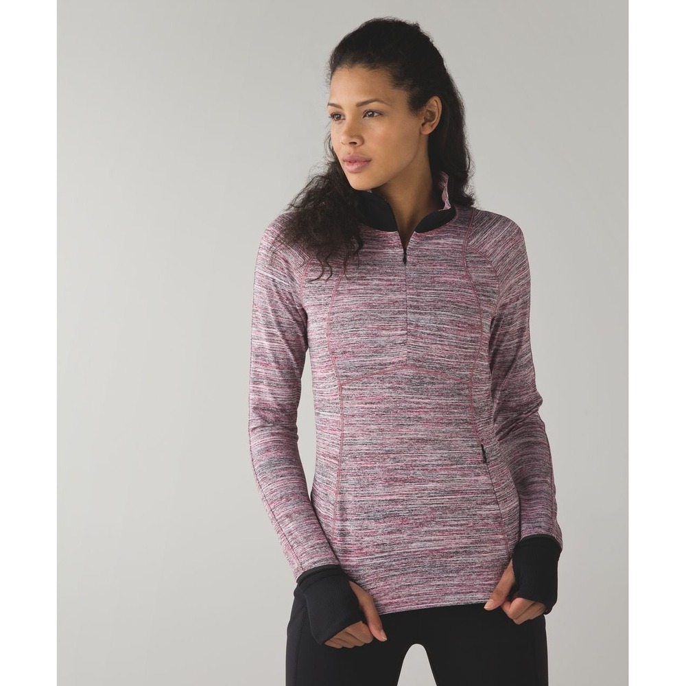 Lululemon Runderful 1/2 Zip In Space Dye Camo Berry‎ Rumble Multi Size 4